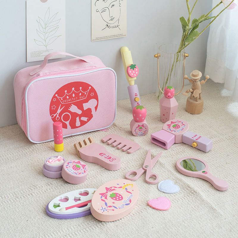 Wooden Pretend Play Makeup Bag Toy Set