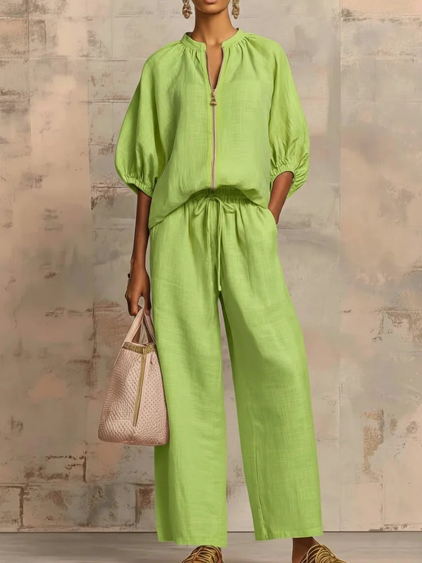 Bestselling Women's Fashion Loose Fit Two-Piece Set, Matching Top And Wide Leg Pants Outfit