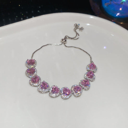 French Floral Clasp Cubic Zirconia Bracelet Dainty Elegant Bangle Exquisite Flower Buckle Wrist Fashion Jewelry