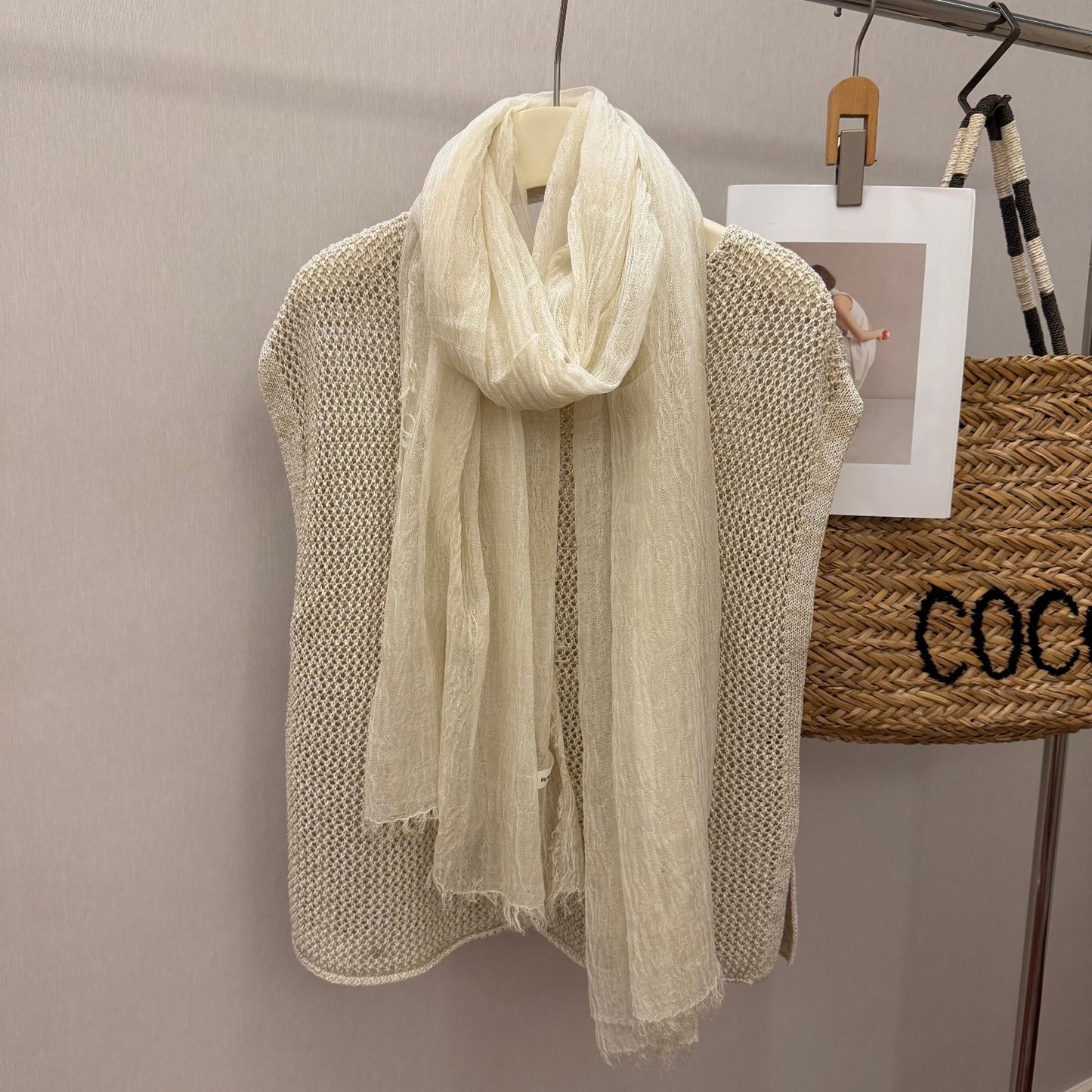 New-style Distressed Pleated Cotton-linen Warm Scarf