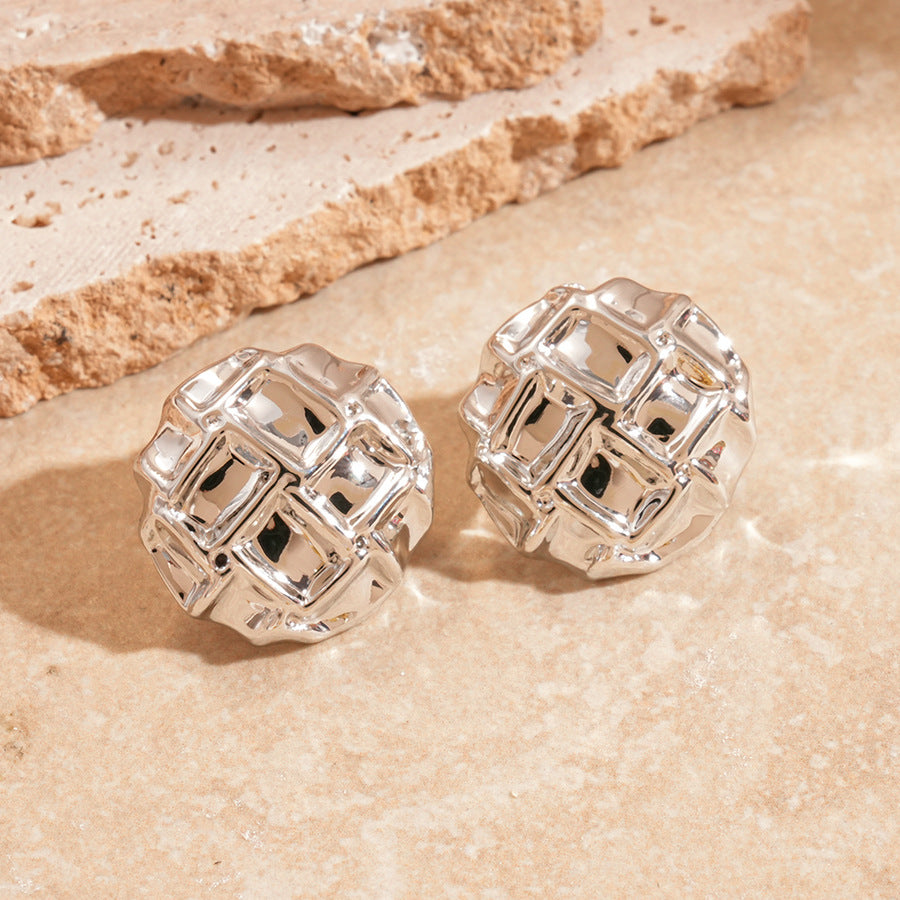 Oversized Pleated Leaf Earrings - Exaggerated Irregular Shape Studs, Statement Fashion Jewelry For Women