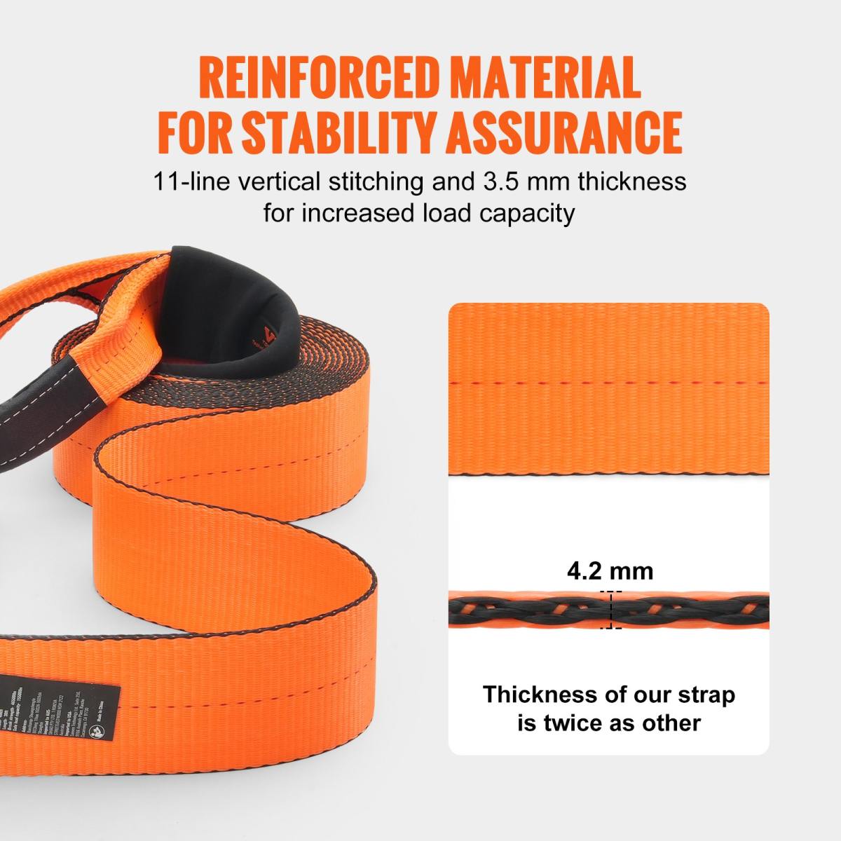 Recovery Tow Strap 4" X 30', 46,500 Lbs Break Strength, Triple Reinforced Loop Straps, Tree Saver, Off Road Towing And Recovery, Extreme Weather Resistance, Protective Sleeves & Storage Bag