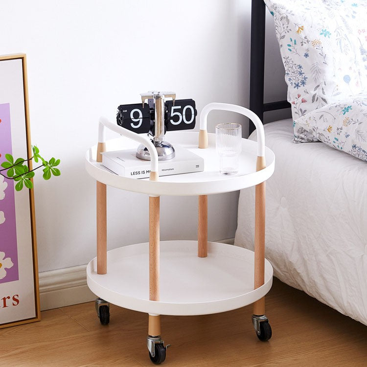 2-Tier Portable Trolley Lounge Dining Kitchen Bedside Balcony Castors Cart White