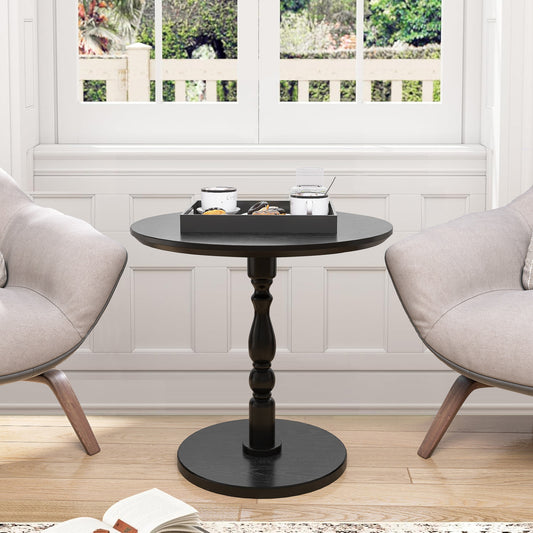 23  Black Accent Round Table, Round Side Table, Small Table For Small Spaces, Modern Accent Nightstand With Solid Wood Leg For Living Room, Bedroom, Corners, And Office  Black