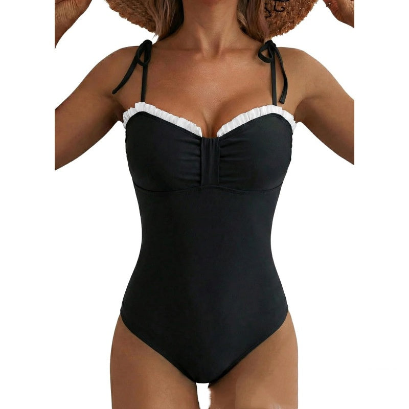 New Polka-dot Retro-style Strap One-piece Swimsuit