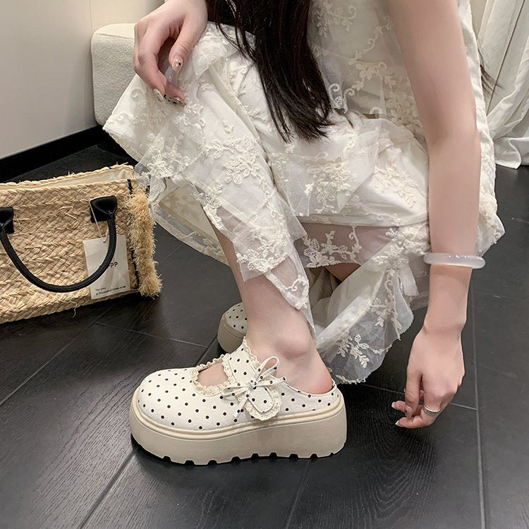 Sponge Cake Thick Bottom Fairy Style Half Slippers, Women's Outdoor Wear, Summer Mary Jane Burkon Cool Slippers