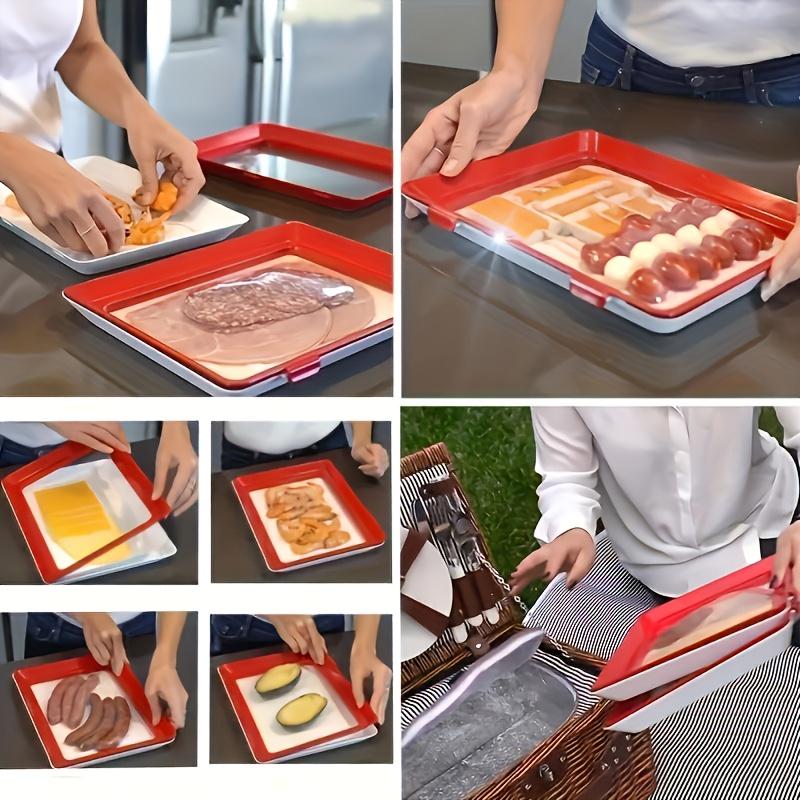 Disposable Red Plastic Food Tray Thickened Rectangular Serving Tray Waterproof And Oil-Resistant Suitable For Fruit, Vegetables, Meat, Supermarket Packaging, Kitchens, And Food Service.