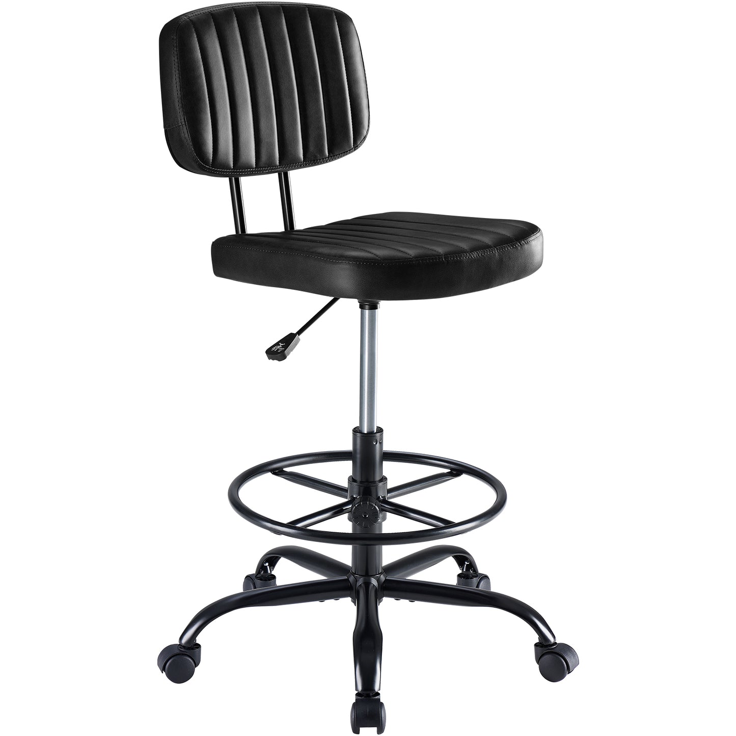 A Small Office Chair With A Low Back Support, A Height-adjustable Work Chair, And Equipped With 360-degree Rotating Wheels