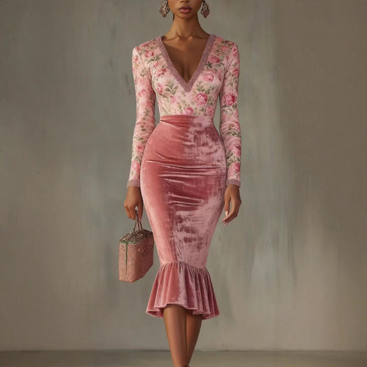 Womens Velvet Dress A Flattering Form Fitting Body Hugging Skirt That Creates A Slimming Look