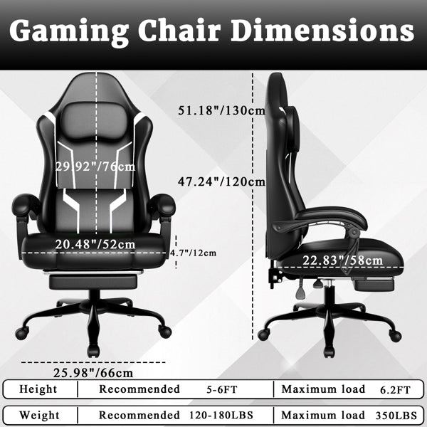 Ergonomic Gaming Chair, Video Game Chair With Pocket Spring Cushion And Footrest, Height Adjustable Computer Chair With Swivel Seat And Headrest   Faux Leather, Off-White