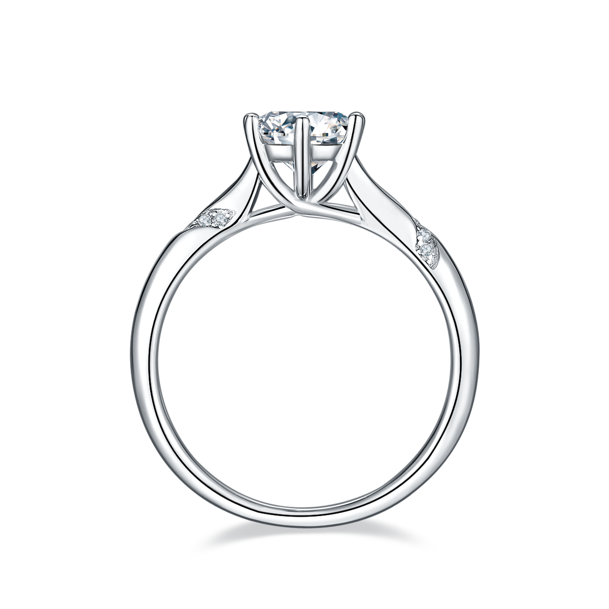 S925 Sterling Silver 1ct Moissanite Engagement Ring, D-VVS1 Round Cut 6-Prong Twisted Band, Platinum Plated US Sizes 5-9, GRA Certificate Gift Box