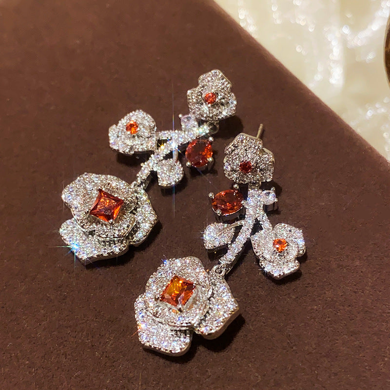 Zircon Butterfly Flower Earrings For Women - Premium Cubic Zirconia Stud Earrings, Luxury Elegant Fashion Jewelry