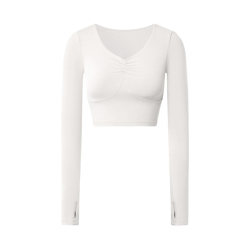 Sports Long Sleeve Slim-fit Yoga Wear With Chest Pad