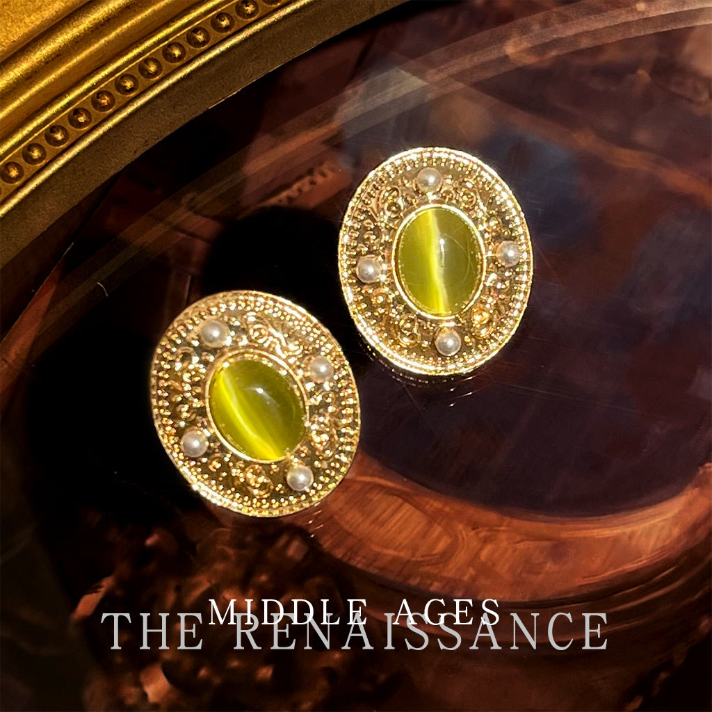 Vintage Victorian Zircon Earrings - Elaborate Retro Western Studs, Light Luxury Royal Palace Fashion Jewelry