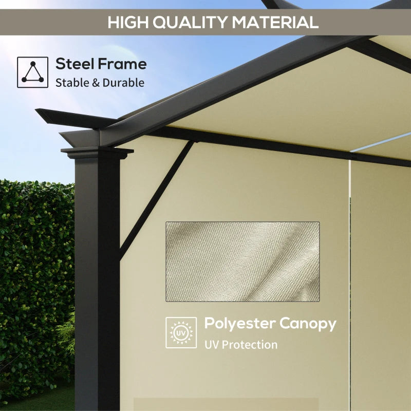 11' X 11' Outdoor Retractable Pergola Canopy For Backyard, BeigeMultiple Packages