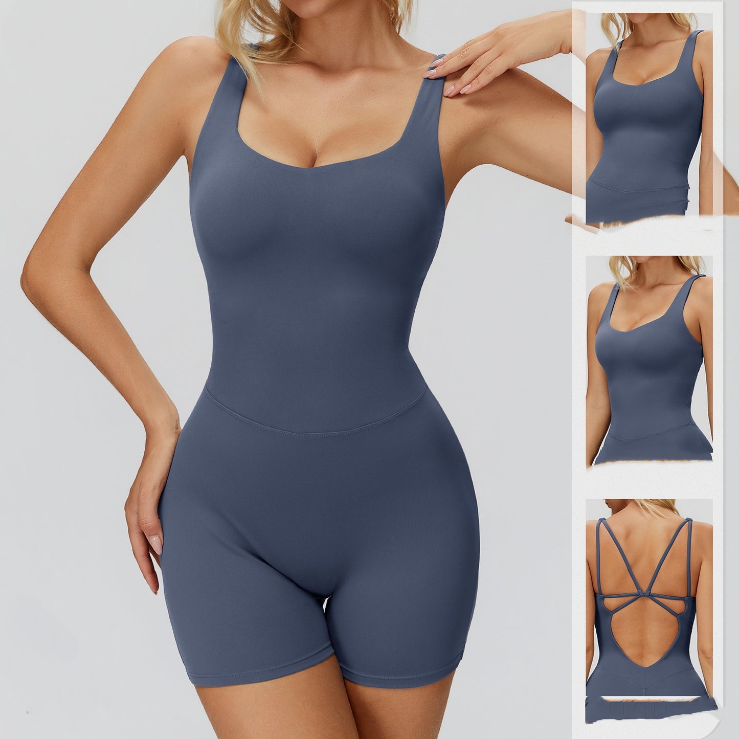 Cross Back Tight One-piece Yoga Suit Sports And Fitness Running Jumpsuit