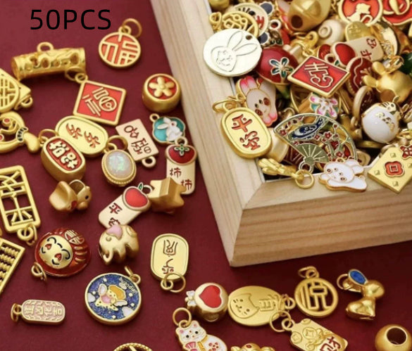 Handmade DIY Vintage Oil-drop Alloy Matte-gold Accessories Alluvial Gold Jewelrybracelet And Pendant