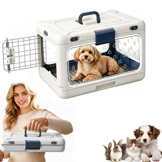 Foldable Hard Cat Carrier, Transparent Pet Crate For Cats & Small Dogs, Collapsible Travel Kennel With Ventilation & Urine Pad Mesh Grid, Portable Travel Cage, Essential For Pet Travel