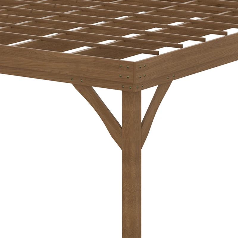 10' X 12' Outdoor Wooden Pergola, Grape Vine Gazebo With Concrete Anchors For Garden, Patio, Backyard, Deck, Brown Multiple Packages