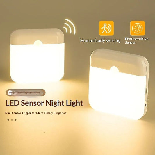 Square Block Smart Human Body Induction Lamp, Rechargeable Magnetic Suction Night Light