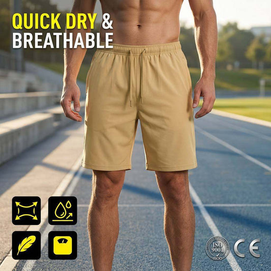 Men Quick Dry Athletic Shorts With Zipper Pockets Breathable Gym Training Running Outdoor Track Shorts For Summer