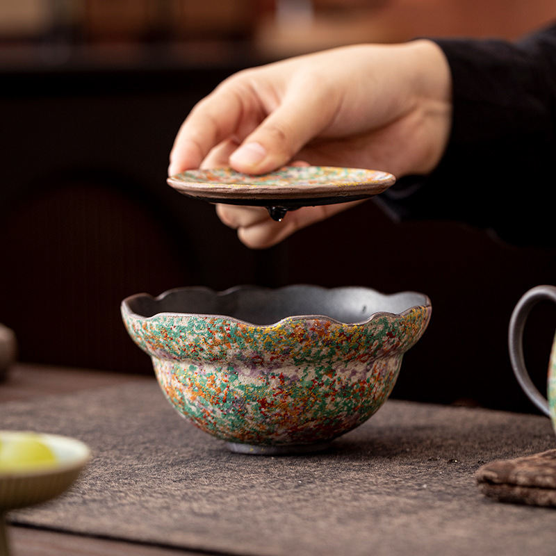 Rock Painting Time Glowing Light Household Retro Ceramic Tea Ceremony Accessories