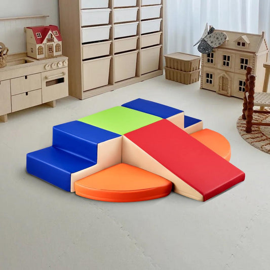 Climbing Toys, 6-Piece Set, Foam Climbing Toys For Toddlers 6 Months To 3 Years Old, PU Leather Climbing Blocks, Indoor Climb And Crawl Activity Playset For Crawling & Sliding, Easy To Clean