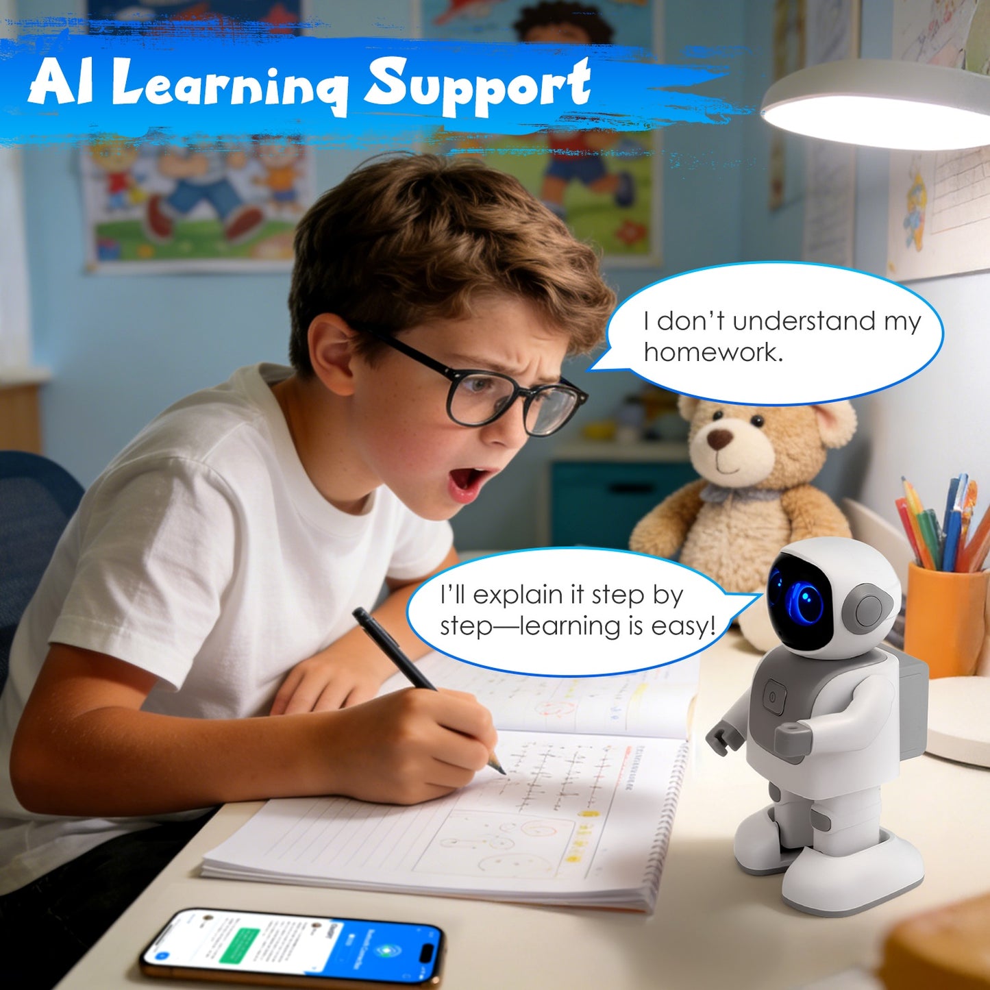 AI Dancing Robot Toy Smart Interactive Learning & Entertainment Robot For Kids With Bluetooth Music Programmable Moves Voice Assistant
