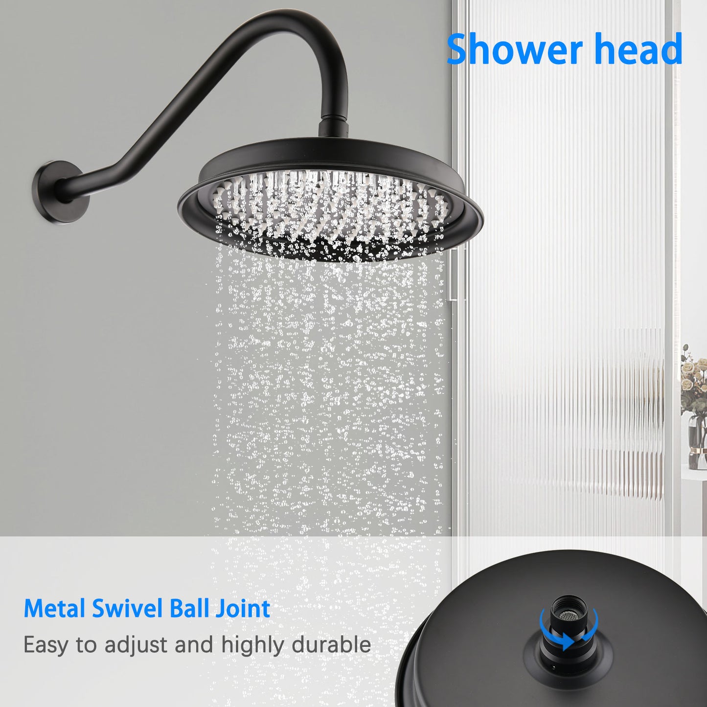 Single-Handle 4-Spray Patterns Bathroom Rain Shower Faucet With Body Jet Handshower In Matte Black  Valve Included