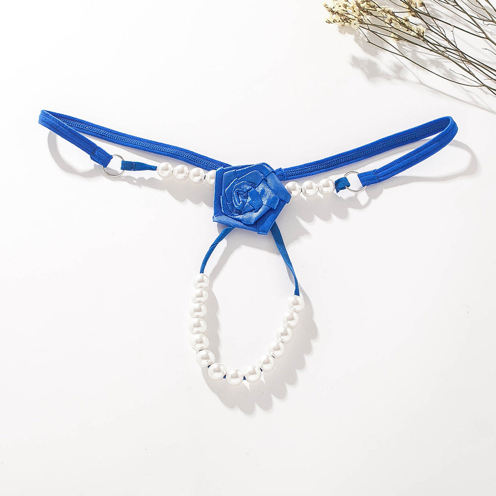 European And American Sexy Pearl Massage T-string Rose Thong