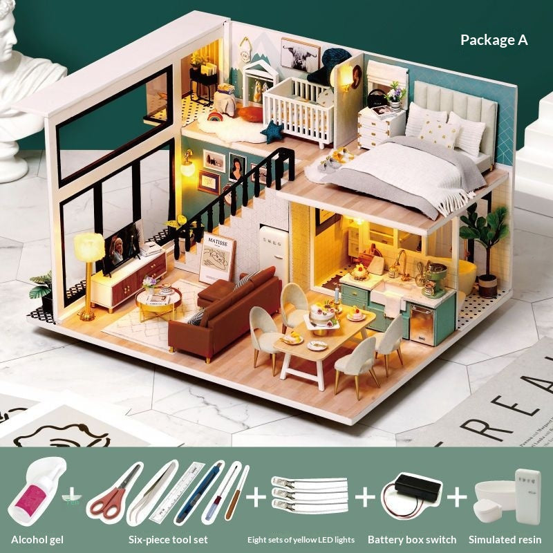 DIY Cottage Craft Assembled Rose Garden Tea House Puzzle Toy