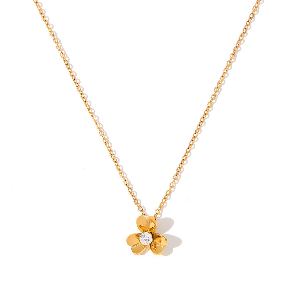 Cross-border Best-Selling Stainless Steel Flower Necklace