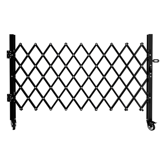 Foldable Security Gate, Expandable Safety Barrier With 360degree Swivel Casters Lockable Design, Portable Mobile Rolling Barricade For Garage, Warehouse, Driveway And Pool Areas 87inH X 85in W