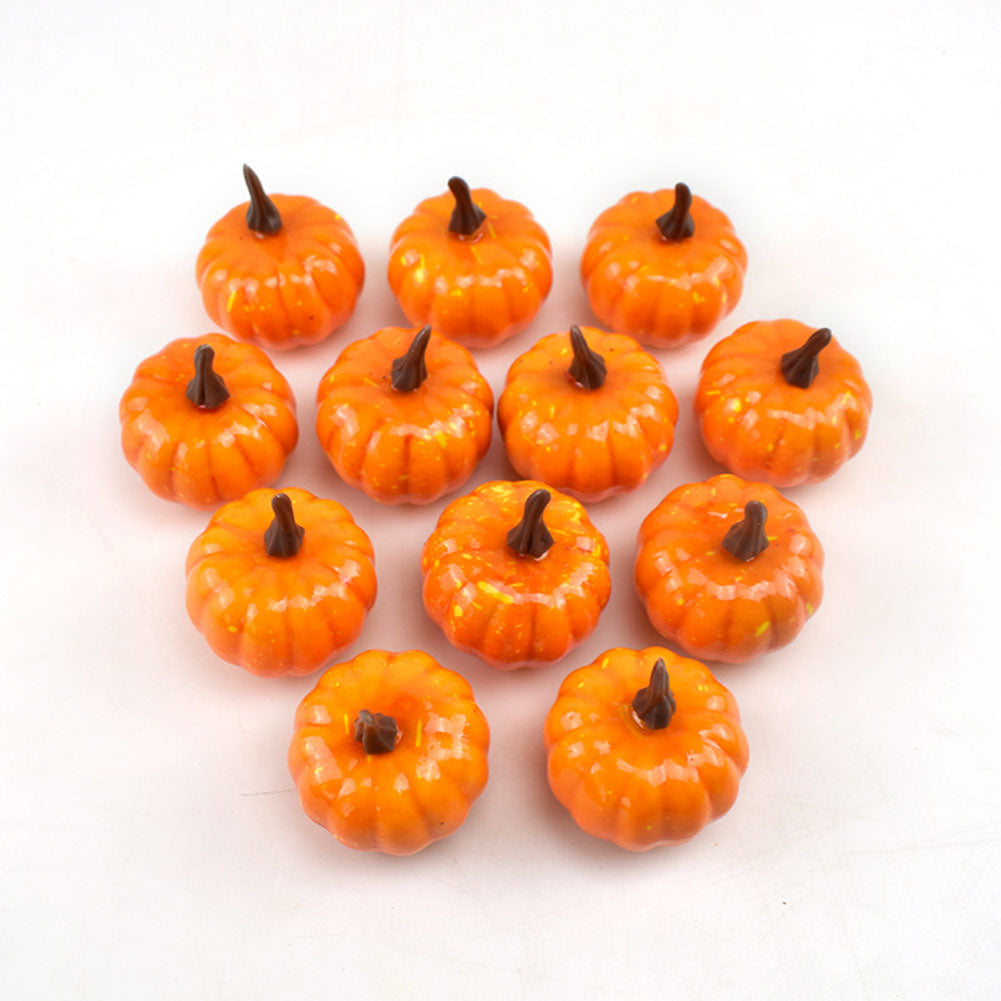 12Pcs Artificial Pumpkins Small Simulation Vegetable Decorating Thanksgiving Day Wreath Decorative Accessories 5.2cm H 4.2cm Dia