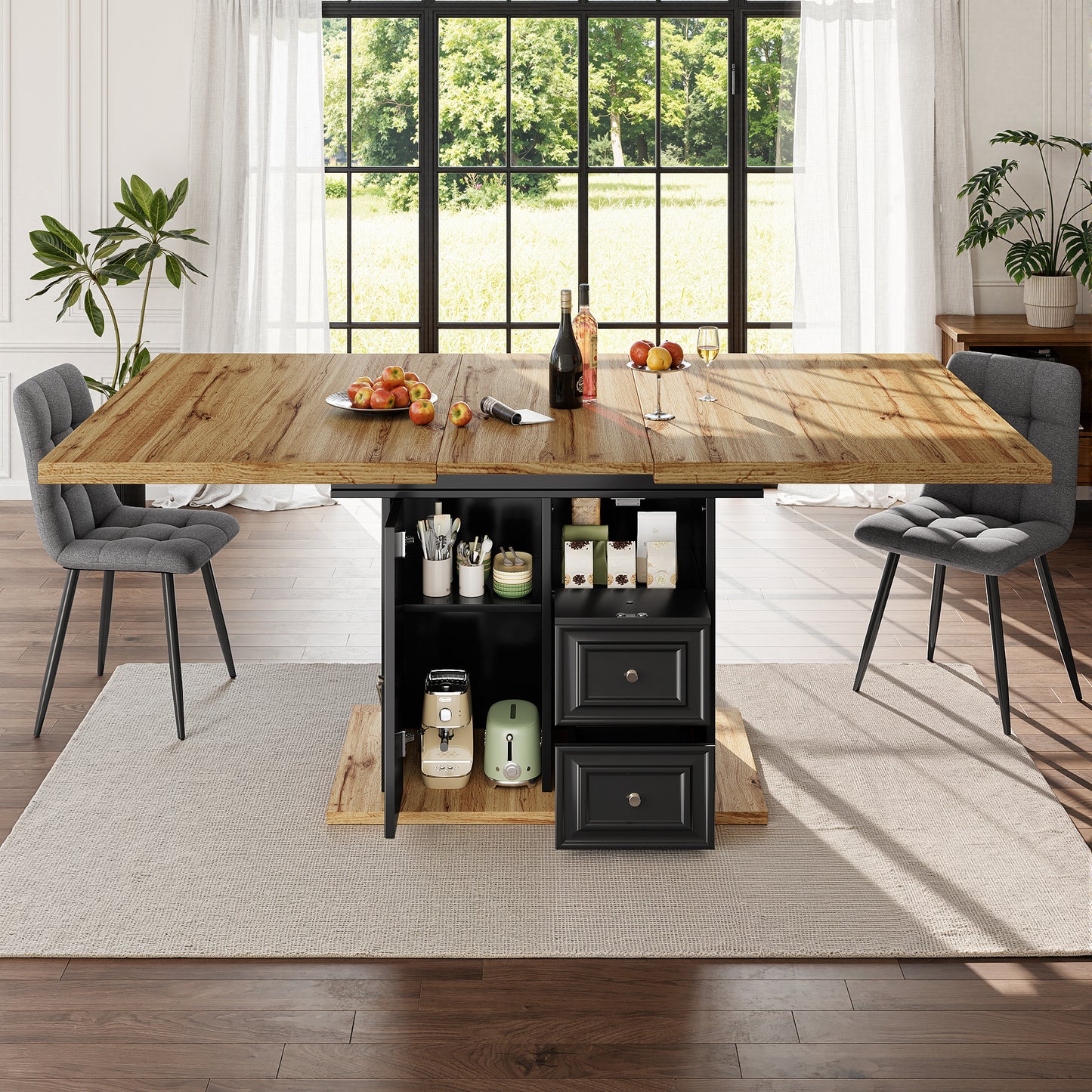 Extendable Dining Table 110 140 X 80 X 75 Cm, Wooden Table For Kitchen & Dining Room - 6 People Dining Table - Dimensions Suitable For Terrace And Garden