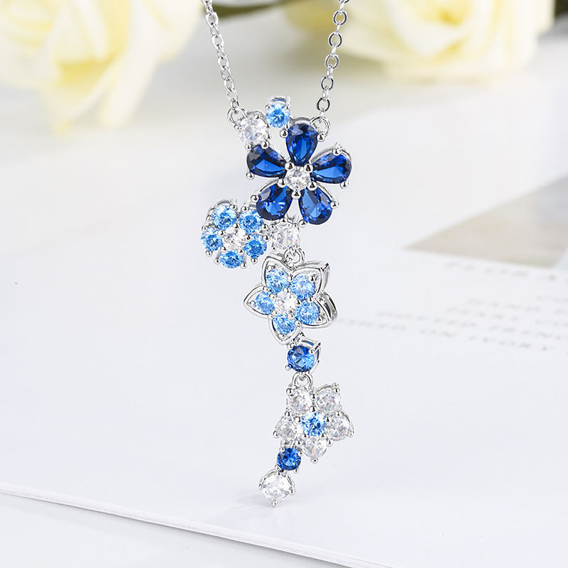 New Arrival Jewelry Set For Women, Flower Simulated Zirconia Bracelet & Clavicle Necklace, Elegant Light Luxury Versatile Fashion Accessories