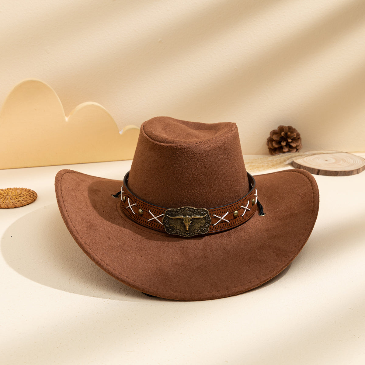 Summer Men's And Women's Matching Metal Buckle Cross-stitch Versatile Eye-catching Western Retro Style Sun Hat For Outdoor Chic Styling And Fashion Accessory
