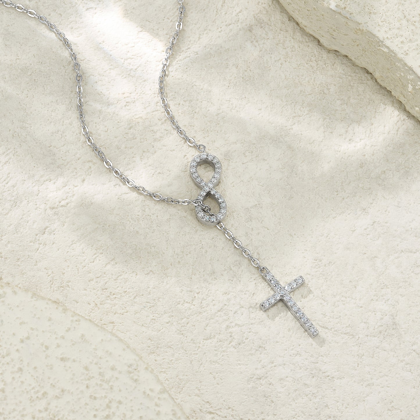 S925 Sterling Silver Infinity Cross Necklace For Women  D Color VVS1 Moissanite Infinity Cross Pendant With GRA Certificate, 3.2g Platinum Plated Christian Jewelry, Gift Box Set For Confirmation, Bap