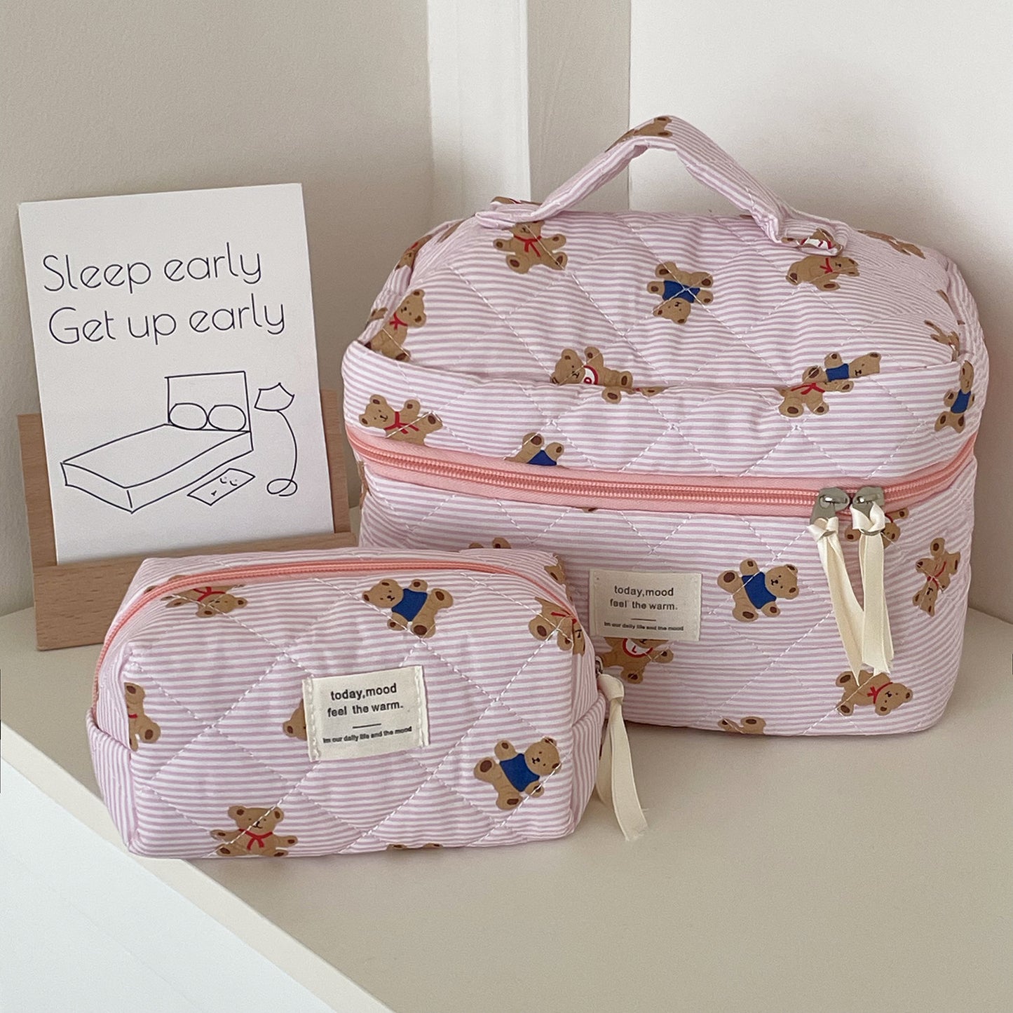 New Striped Bear Makeup Cosmetic Bag