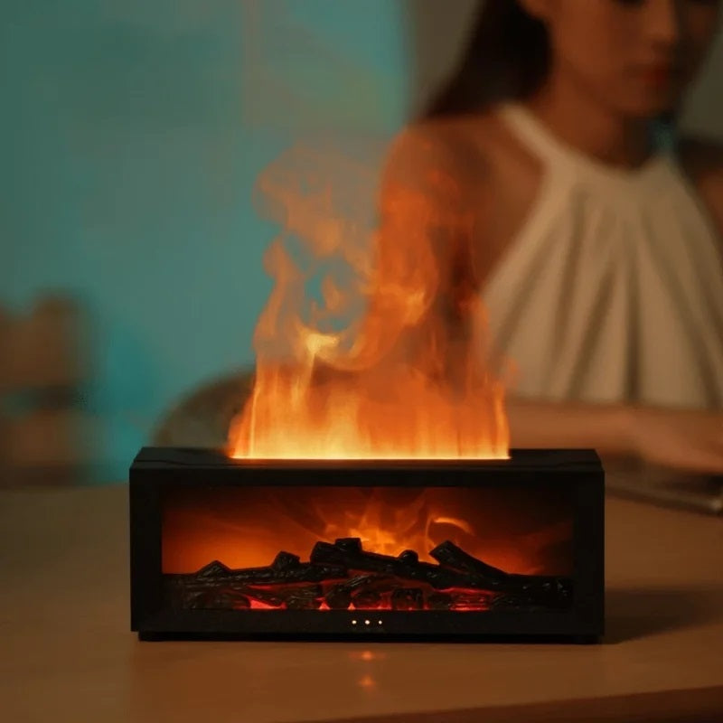 Air Flame Aroma Humidifier 280ml USB 7 Color LED Fireplace Diffuser With Remote Control Essential Oil Tray For Bedroom Room Gift