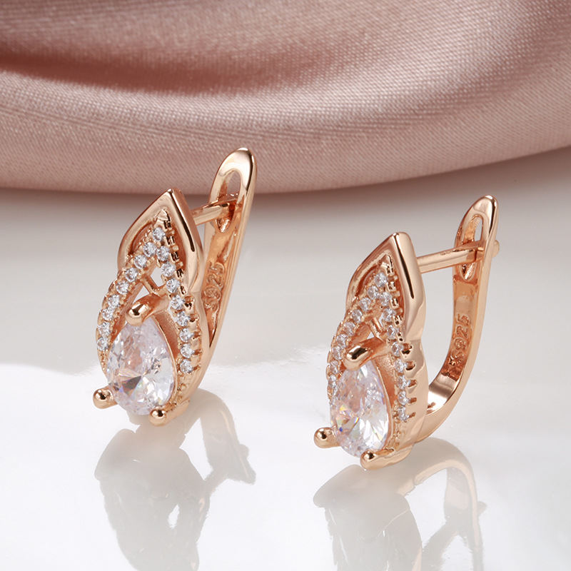 Elegant Graceful Versatile Zircon Gold Plated Women's Earrings Accessories