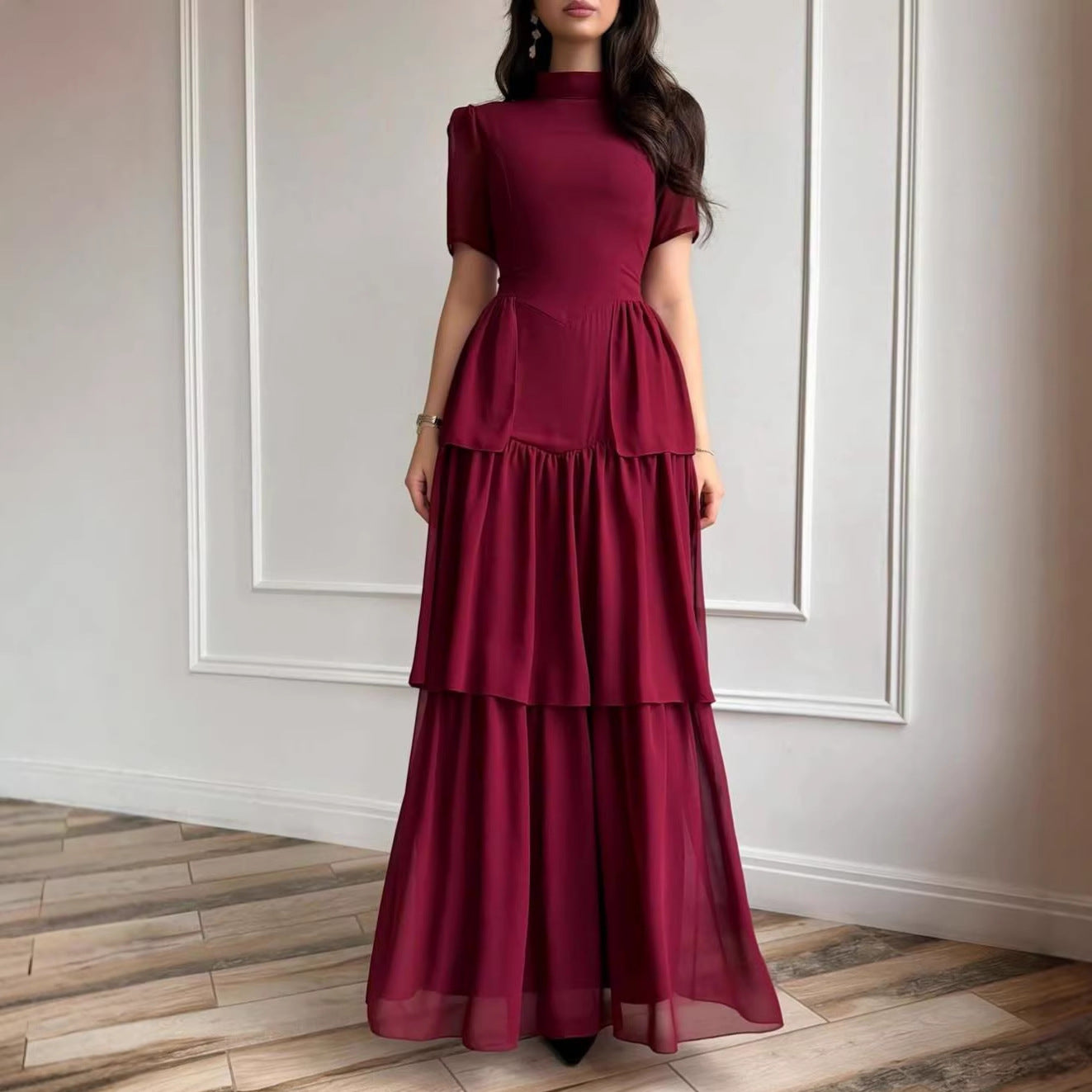 Womens Elegant Ruffled Fashion Casual Dress