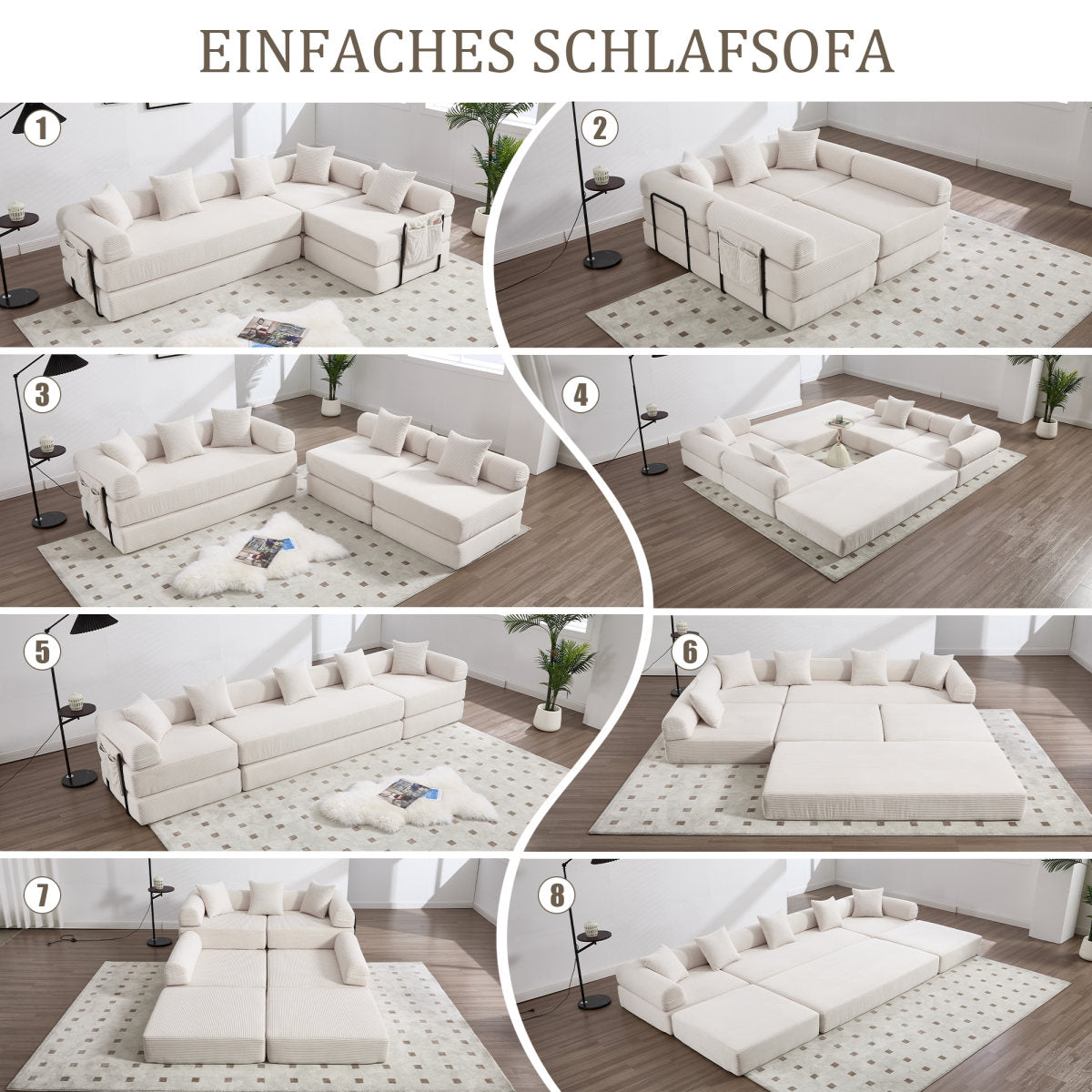 Cosy Family Sofa With Storage Space & Modular Function  Vacuum-packed For Effortless Assembly, Freely Combinable Modules And Pet-friendly. Perfect For Relaxing Moments. Beige
