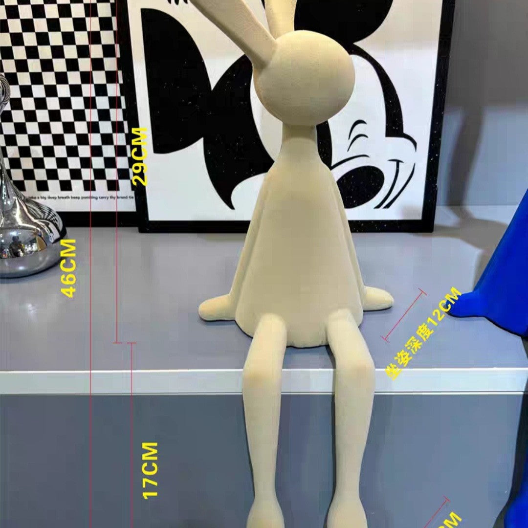 Creative And Minimalist Flocked Rabbit Figurine For Home Decor