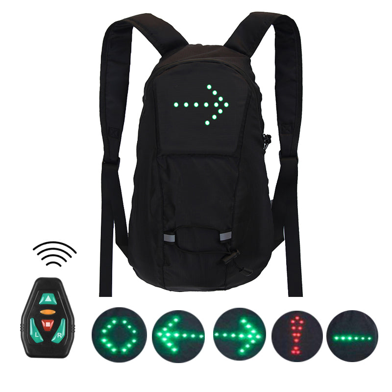Outdoor LED Riding Light Backpack, Remote Control Directional Light Riding Bag, Adjustable Bicycle Bag Accessory Guide Light Suitable For Night Running And Riding