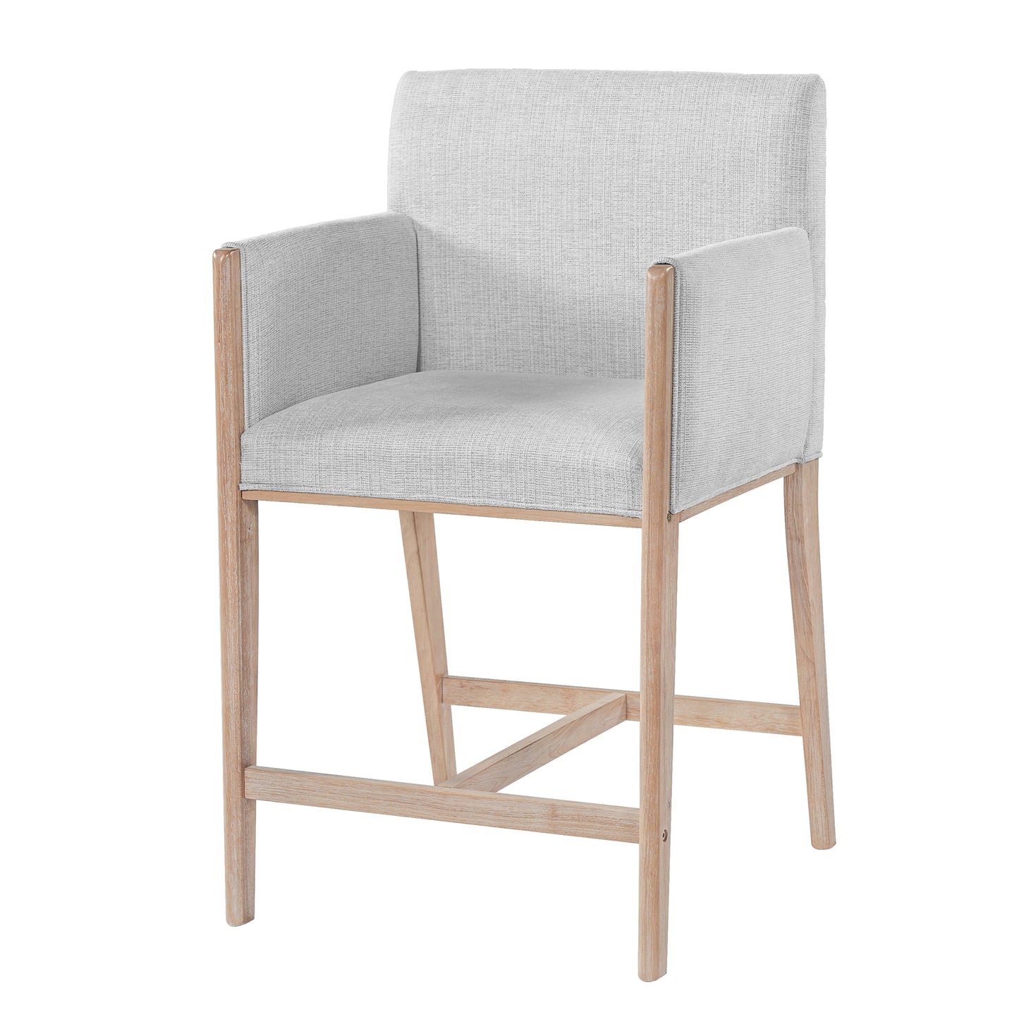 24 Seat Height Upholstered Counter Stools With Arms For Kitchen Island Dining Room, Set Of 2