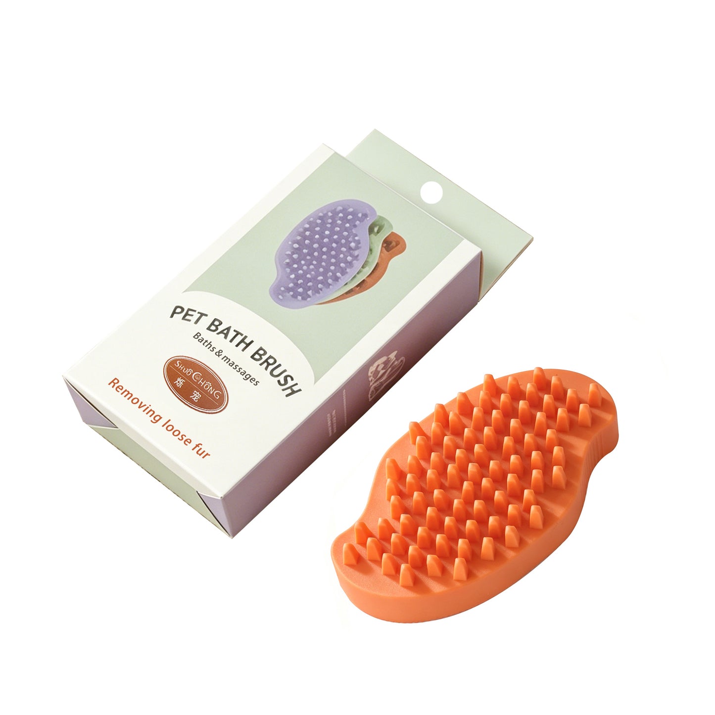 Pet Bath Brush Double-Sided Massage Brush Deshedding Brush