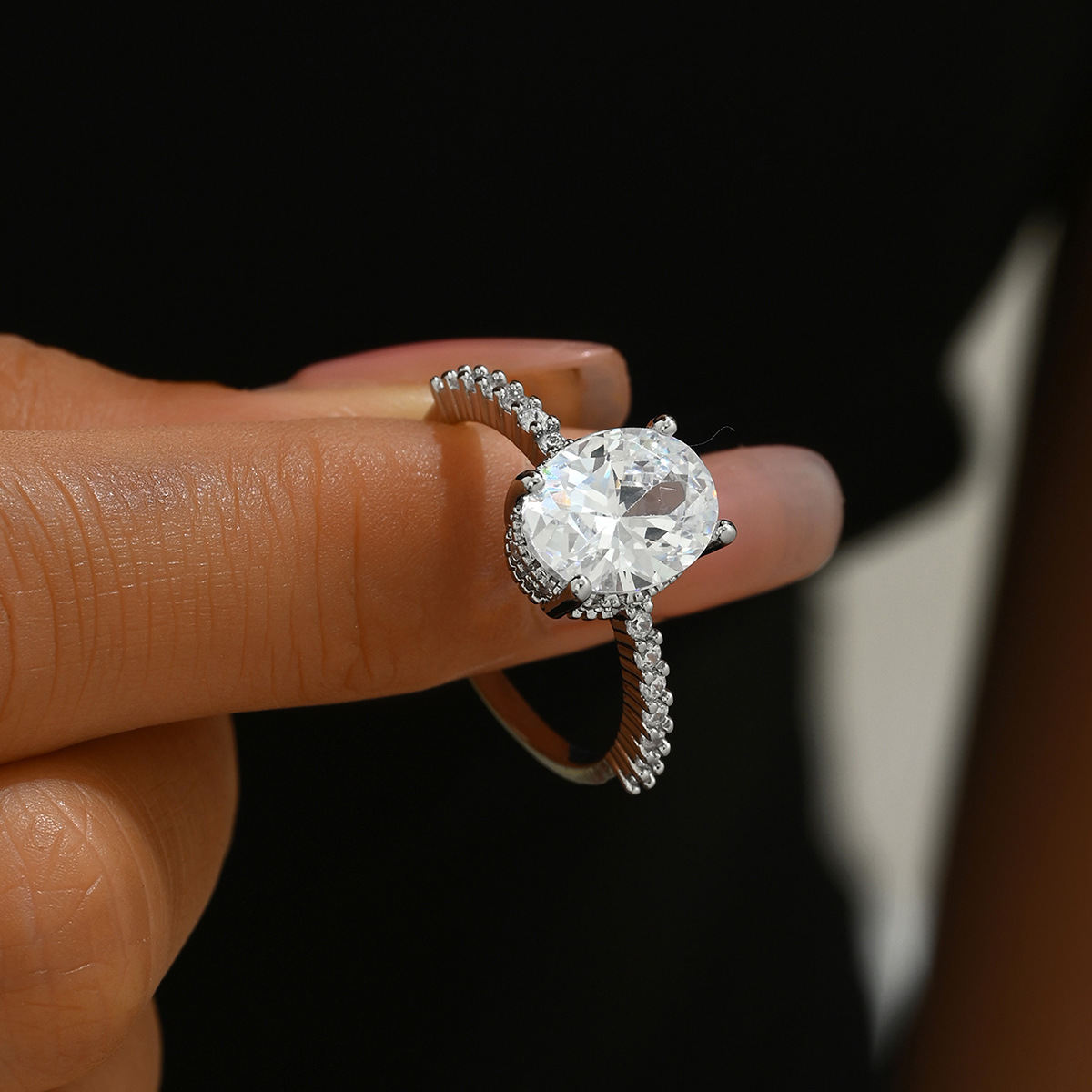 Soft Sweet Women Adjustable Open Ring, Korean Style Cubic Zirconia Inlaid Niche Versatile Finger Hand Jewelry