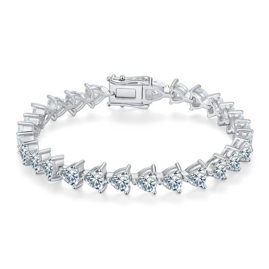 S925 Sterling Silver 5x5mm Trillion Cut Moissanite Tennis Bracelet D Color VVS1 16-18-20cm Platinum Plated GRA Certified Gift Box