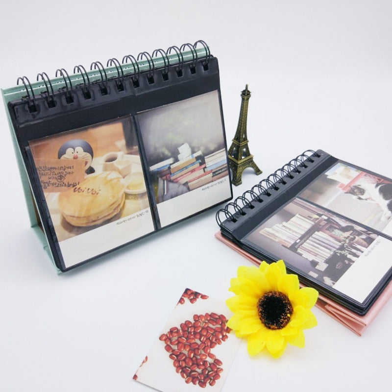 Tabletop 3-inch Desk Calendar Photo Album Mini Instant Film Star Card Book Holds 68 Cards
